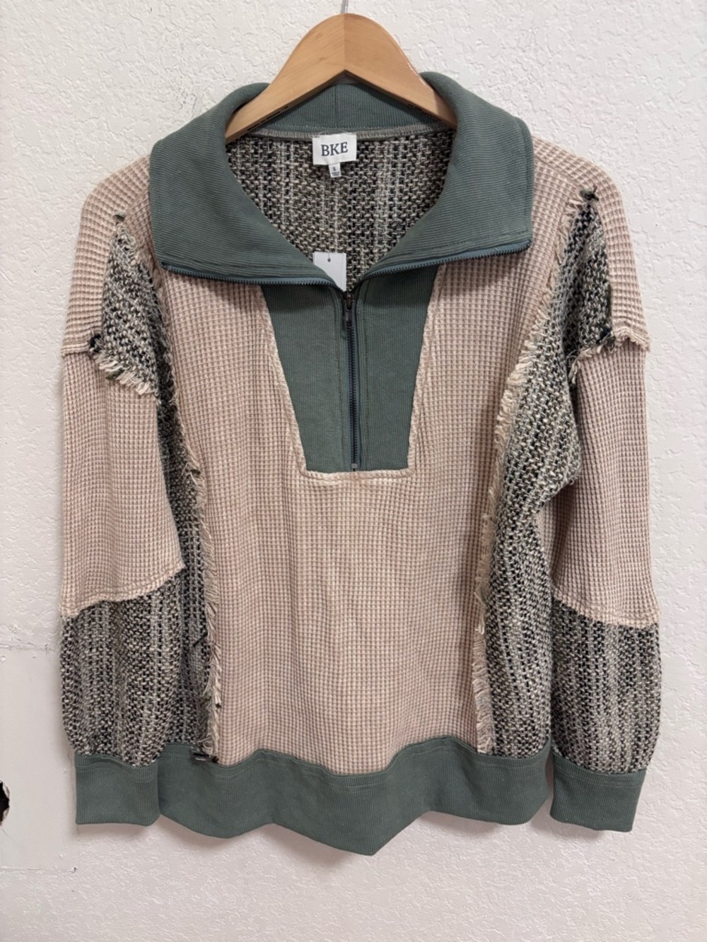 BKE Pieced Quarter Zip Oversized Pullover NWT